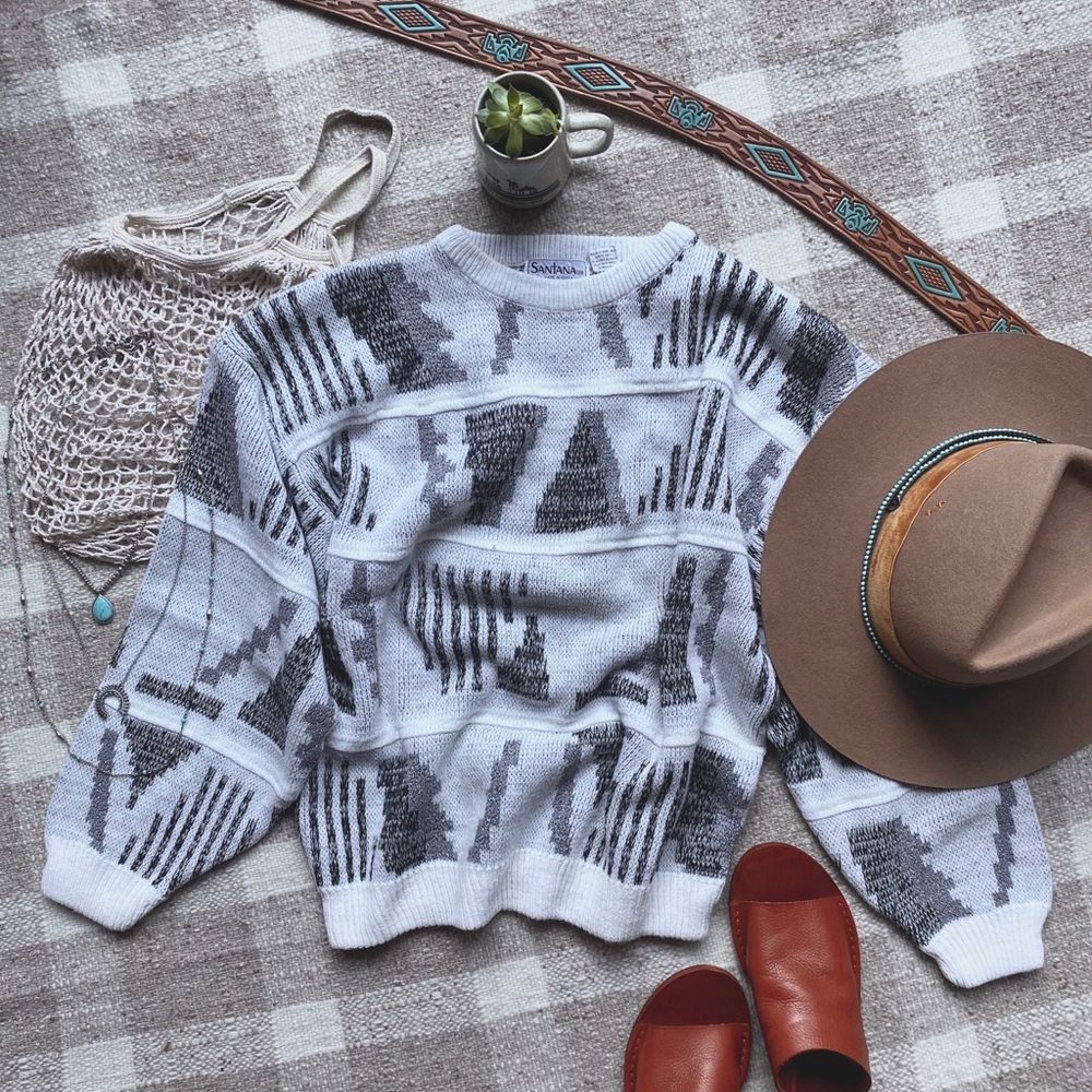 Vintage Oversized Abstract Sweater - image 1